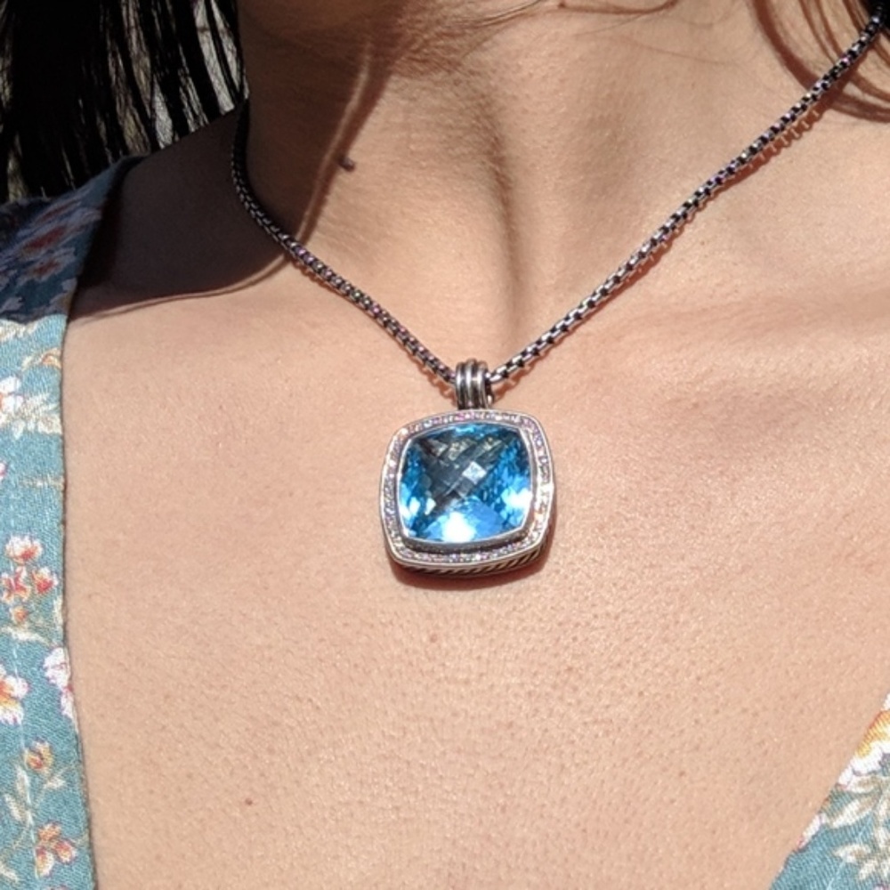 David Yurman Albion Pendant Blue Topaz & Diamonds